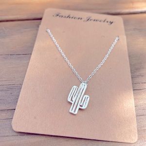Silver Cactus Pendant Necklace